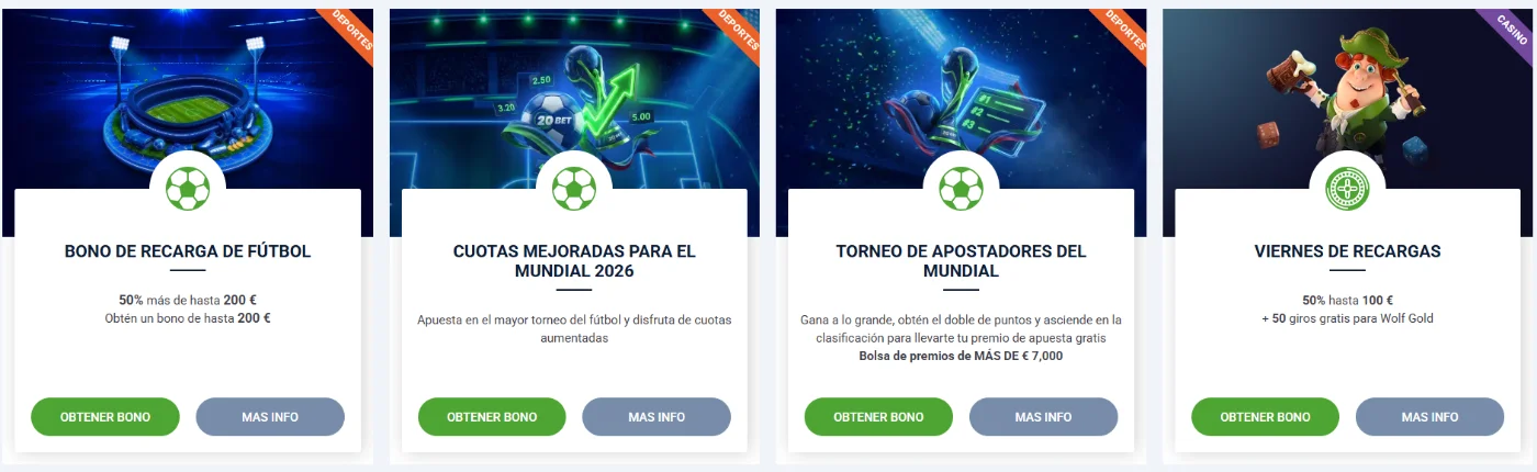 20Bet Casino Promociones y Bonos Deportivos 20Bet Casino Promociones y Bonos Deportivos